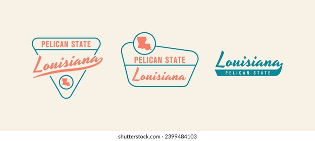 Louisiana - Pelican State. Louisiana state logo, label, poster. Vintage poster. Print for T-shirt, typography. Vector illustration