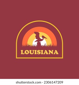 Louisiana pelican vintage logo vector concept, icon, element, and template for company. Travel, explore, adventure logo.