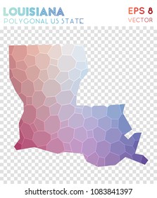 Louisiana polygonal, mosaic style US state map. Valuable low poly style, modern design for infographics or presentation.
