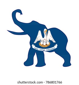 The Louisiana Republican elephant flag over a white background