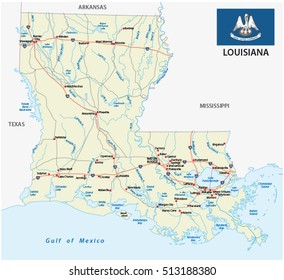 louisiana road map with flag svg