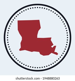 Louisiana round stamp. Round logo with US state map and title. Stylish minimal Louisiana badge with map. Vector illustration.