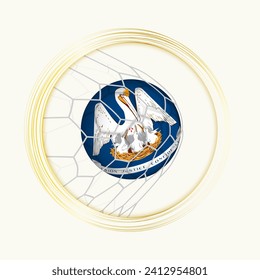 Louisiana scoring goal, abstract football symbol with illustration of Louisiana ball in soccer net. Vector sport illustration.