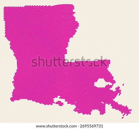 Louisiana shape rings. State map formed by stacked circles. Louisiana boundary shape design. Elegant vector illustration.