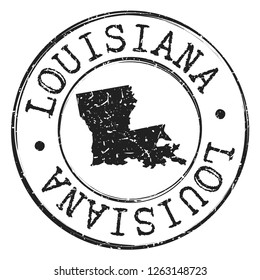 Louisiana Silhouette Postal Passport Stamp Round Vector Icon Seal Badge Illustration.