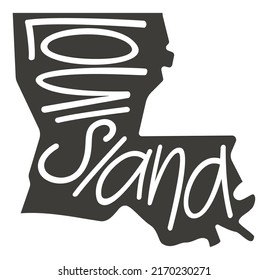 Louisiana silhouette state. Louisiana map with text. Vector outline Isolated illustratuon on a white background. Lousiana state map for poster, banner, t-shirt, tee.