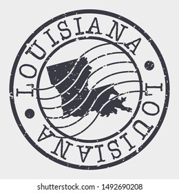 Louisiana Stamp Postal. Map Silhouette Seal. Passport Round Design. Vector Icon. Design Retro Travel.