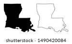 Louisiana State Blank Map Solid Black Color and Outline - Louisiana US Map Vector Flat Icon Isolated on White Background