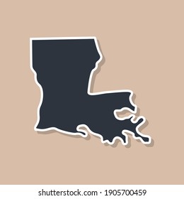 Louisiana state borders, United States of Louisiana. Arkansas border map. Political borders of the USA Louisiana state.
