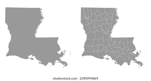Louisiana state gray maps. Vector illustration.