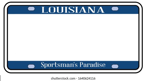 Louisiana state license plate in the colors of the state flag with the flag icons over a white background