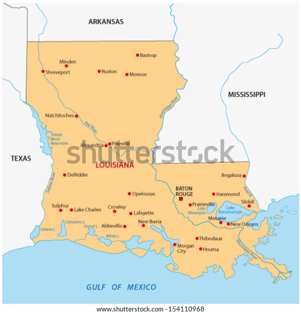 Louisiana State Map Stock Vector Royalty Free 154110968