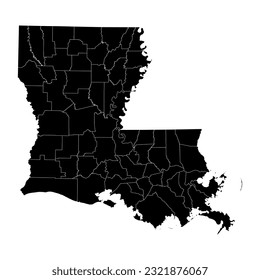 Louisiana state map with counties. Vector illustration.
