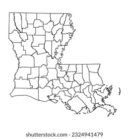 Louisiana state map with counties. Vector illustration.