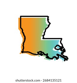 Louisiana state map featuring smooth gradient colors with a clean outline design. This vibrant and modern vector illustration is perfect for digital projects, infographics, presentations, and cartogra