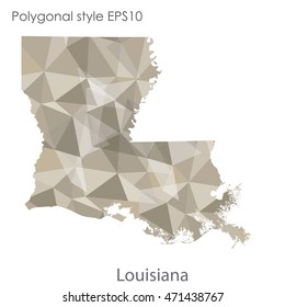 Louisiana state map in geometric polygonal style.Abstract gems triangle,modern design background. Vector illustration EPS10