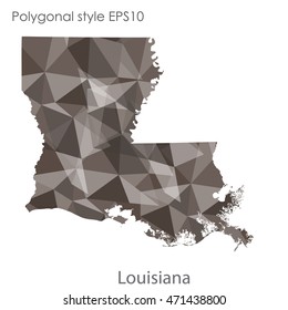 Louisiana state map in geometric polygonal style.Abstract gems triangle,modern design background. Vector illustration EPS10