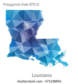 Louisiana state map in geometric polygonal style.Abstract gems triangle,modern design background. Vector illustration EPS10