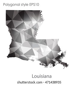 Louisiana state map in geometric polygonal style.Abstract gems triangle,modern design background. Vector illustration EPS10