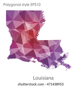 Louisiana state map in geometric polygonal style.Abstract gems triangle,modern design background. Vector illustration EPS10
