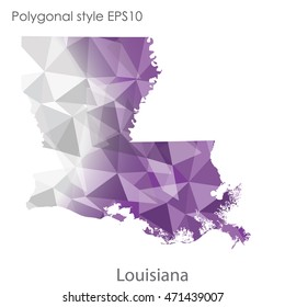 Louisiana state map in geometric polygonal style.Abstract gems triangle,modern design background. Vector illustration EPS10