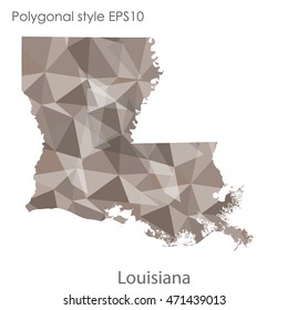 Louisiana state map in geometric polygonal style.Abstract gems triangle,modern design background. Vector illustration EPS10