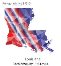 Louisiana state map in geometric polygonal style.Abstract gems triangle,modern design background. Vector illustration EPS10