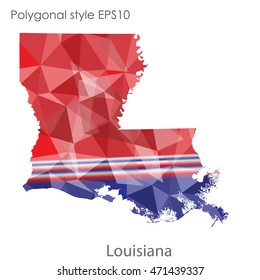 Louisiana state map in geometric polygonal style.Abstract gems triangle,modern design background. Vector illustration EPS10