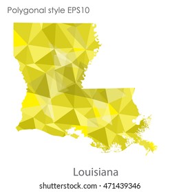 Louisiana state map in geometric polygonal style.Abstract gems triangle,modern design background. Vector illustration EPS10