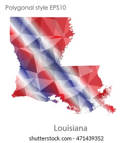 Louisiana state map in geometric polygonal style.Abstract gems triangle,modern design background. Vector illustration EPS10