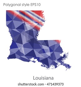 Louisiana state map in geometric polygonal style.Abstract gems triangle,modern design background. Vector illustration EPS10