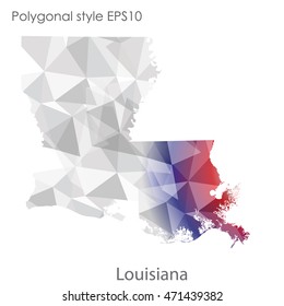 Louisiana state map in geometric polygonal style.Abstract gems triangle,modern design background. Vector illustration EPS10