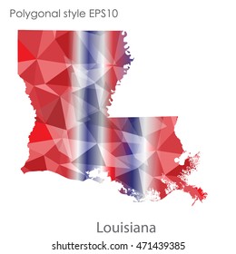 Louisiana state map in geometric polygonal style.Abstract gems triangle,modern design background. Vector illustration EPS10