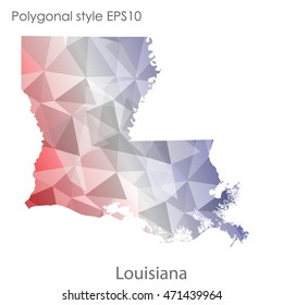 Louisiana state map in geometric polygonal style.Abstract gems triangle,modern design background. Vector illustration EPS10
