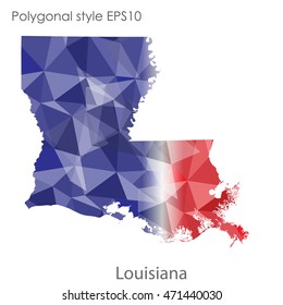 Louisiana state map in geometric polygonal style.Abstract gems triangle,modern design background. Vector illustration EPS10