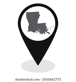 Louisiana state map. Map of Louisiana state on map pinpoint in black color
