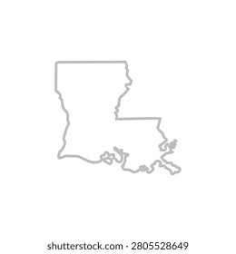 Louisiana State Map Outline Icon on White Background