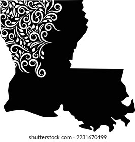 Louisiana State Map Outline Vector Design