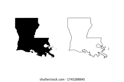 Louisiana state map silhouette line country America map illustration vector outline American isolated on white background