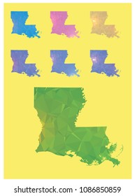 Louisiana State map in Triangle polygon geometric collection, Vector EPS 10