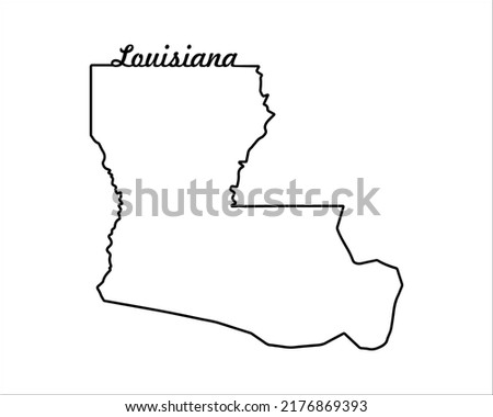 Louisiana state map. US state map. Louisiana outline symbol. Retro typography. Vector illustration