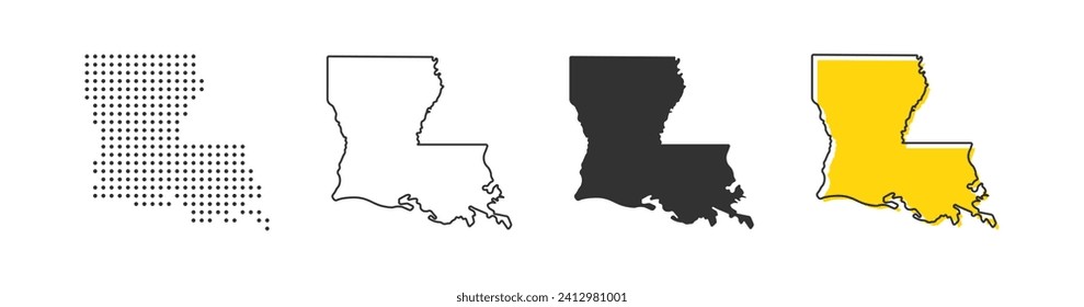 Louisiana state map of USA country. Geography border of American town. Vector illustration.