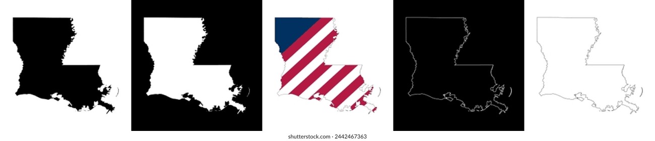 Louisiana state outline map set