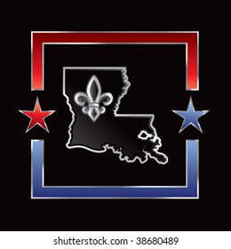 forma de estado de louisiana sobre marco de estrella rojo y azul