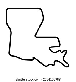 Louisiana state of United States of America, USA. Simplified thick black outline map with rounded corners. Simple flat vector illustration