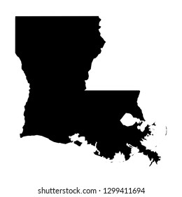 Louisiana, State Of USA - Solid Black Silhouette Map Of Country Area. Simple Flat Vector Illustration.