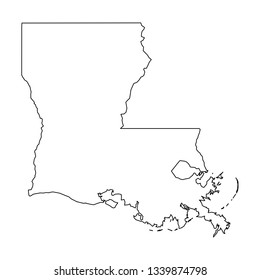 Louisiana, state of USA - solid black outline map of country area. Simple flat vector illustration.