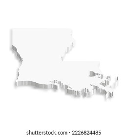 Louisiana, state of USA - white vector 3D map of country area.