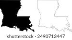 Louisiana state vector contour outline silhouette map