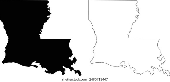 Louisiana state vector contour outline silhouette map